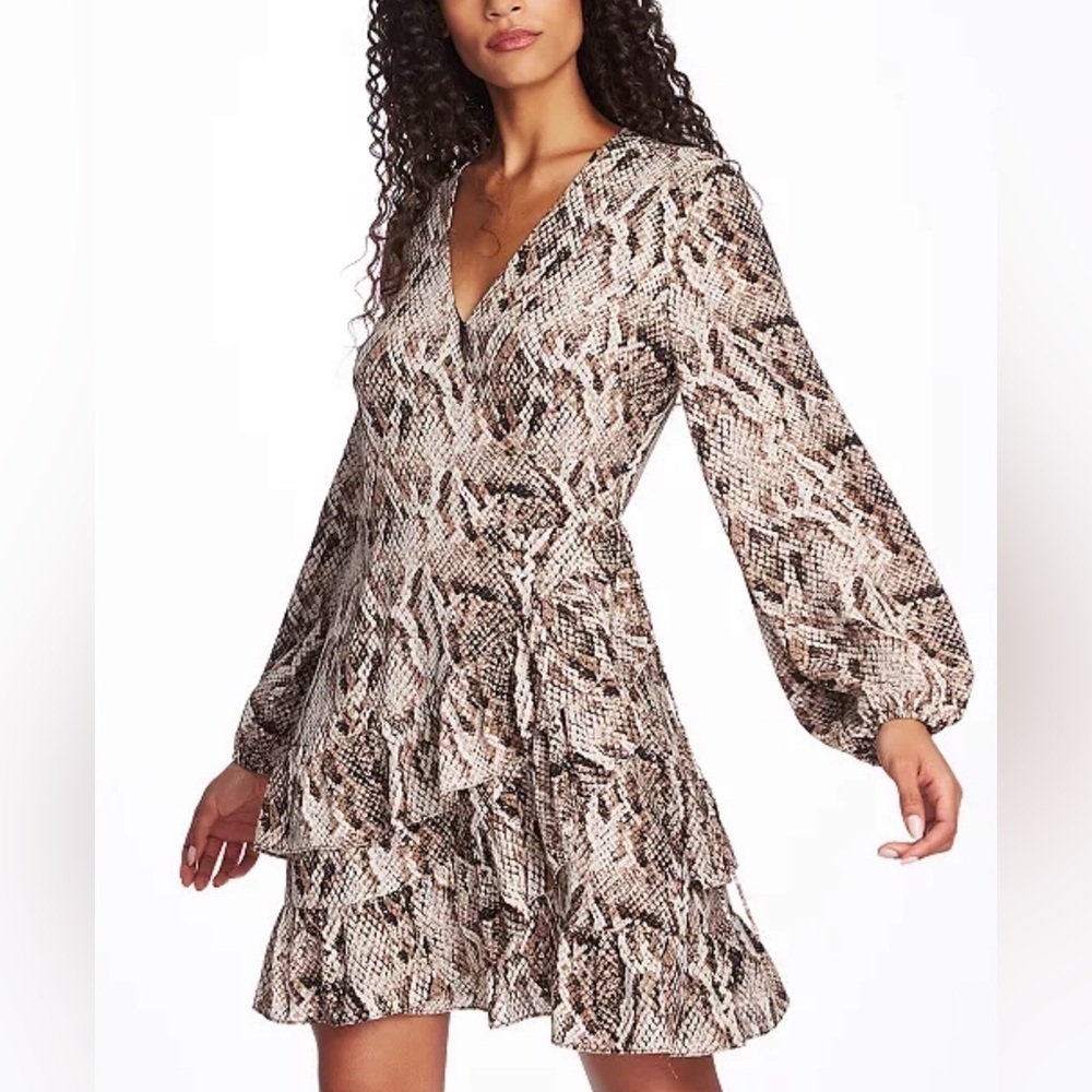 1. State Long Sleeve Snake Print True Wrap Dress Size 2  Sweet & Sassy
